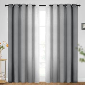 SimpleHome Ombre Room Darkening Curtains for Bedroom, Gradient Grey to Grey White Light Blocking Thermal Insulated Grommet Window Curtain/Drapes for Living Room,2 Panels, 70x84 inches Length