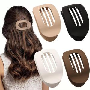 4 Pack Large Flat Hair Clips Oval Claw Clips for Women Thick Thin Hair Matte Solid Neutral Color Non Slip Strong Hold Barrettes Accessories for Women Girls (4 Pcs-C)