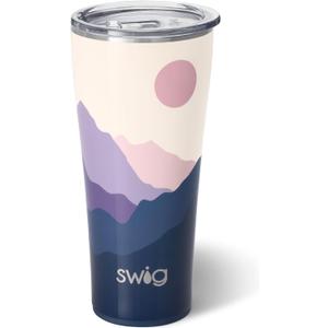 Swig Life 32oz Insulated Tumbler, Travel Coffee Tumbler with Lid, Cup Holder Friendly Travel Coffee Mug, Stainless Steel with Lid (Moon Shine)