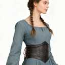 L'VOW Brown Leather Corset Belt Women Renaissance Belt Medieval Viking Belt Wide Cinch Belt (Brown, L)