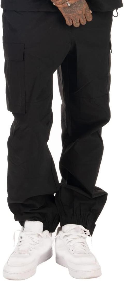 Pro Club Men's Nylon Cargo Pants (Large, Black)