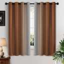 Yakamok Greyish White and Burnt Orange Ombre Curtains, Light Blocking Curtains, Room Darkening Grommet Window Drapes for Bedroom(Burnt Orange,52x63 Inch, 2 Panels)