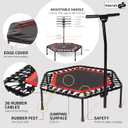 SportPlus+ Indoor Trampoline, Red, Rebounder Home Fitness Trampoline with Height Adjustable Bar