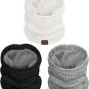 Chalier 3 Pack Neck Warmer for Women Cold Weather Knit Winter Scarf Thick Infinity Neck Gaiter for Men Women (A Pack Black White Grey)
