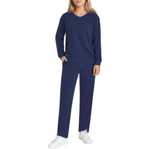 Women's Petite Jogging Suits 2 Piece Lounge Sets Sweatsuits Petite Length (Navy)