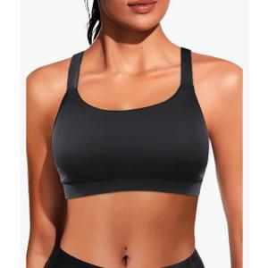 Women Sports Bra Swim Top - Swim Bra Bikini Tops Scoop Neck Bathing Suits Top Cross Strap 2025 Swimsuit Tops Only Medium