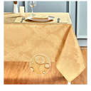 Rectangle Table Cloth Linen Farmhouse Stainproof Waterproof Washable Polyester Oblong Rectangular Fabric Table Cover for Kitchen Dining Dinner (Gold, 60 X 144 Inch)