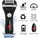 Electric Foot Callus Remover Kit, Elmchee Rechargeable Pedicure Tools Foot Care Feet File with 3 Roller Heads,2 Speed,Battery Display for Remove Cracked Heels Calluses and Dead Skin(Black)