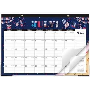 2026 Desk Calendar - 2026 Calendar from January 2026 to December 2026, 12" x 17", 12 Monthly Desk Calendar with Protector Corner- Holiday Design, Pack of 2