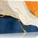 Abstract Canvas Wall Art for Living Room - Large Nave Blue Wall Decor Picture - Modern Orange Painting Artwork for Bedroom Home Office Decoration, Ready to Hang (Blue and Orange, 24"36")