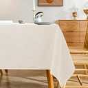 Natural Linen Rectangle Tablecloth, 2 Pack Slubby Textured Fall Lightweight Table Cloth 60 x 84 Inch, Water Resistant Stain Resistant Farmhouse Burlap Table Cover for Kitchen Dining Room
