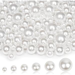 2000PCS Pearls for Crafting, White No Hole Beads for Centerpieces Vases, Assorted Sizes Bulk Fake Pearls Beads for Vase Filler, Candles Centerpiece, DIY Crafts, Jewelry Making (4/6/8/10/14/20mm)