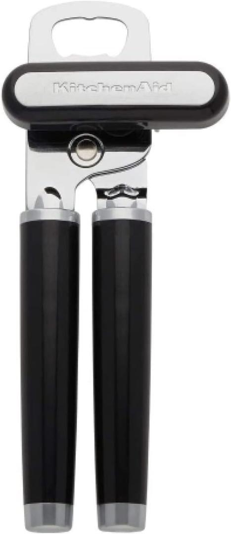 KitchenAid Classic Multifunction Can Opener and Bottle Opener Easy to Use, Razor Sharp Stainless Steel Cutting Wheel, Soft Ergonomic Handles, Black (8.34-Inch)