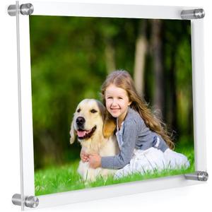 Meetu Acrylic 8.5x11 Frame -Inner 8x10 Picture Frame -Wall Mount Photo Frame to Use As Family Picture Frame, Baby Photo Frame, Document Frame, Art Frames -Make a Supper Clear Floating Look