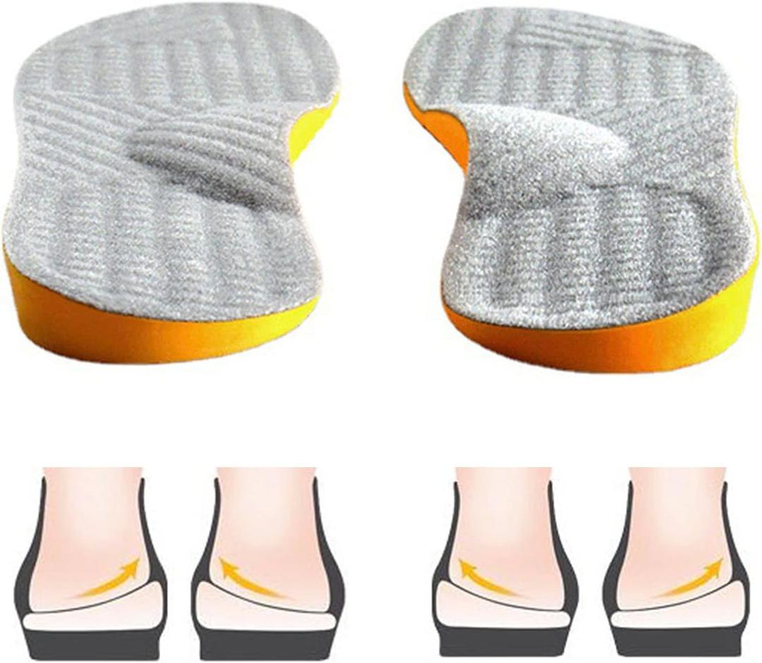 Goofort Women Men Posture Correcting Orthotic Insoles 4 in 1 Gel Insoles Flat feet Arch Support Orthopedic overpronation Supination Plantar Fasciitis Metatarsalgia X/O Valgus Varus Shoe Inserts (Outside High 7-8 25CM, Grey)