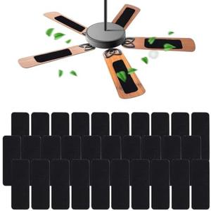 30PCS Ceiling Fan Filter Activated Carbon Air Filter Universal Ceiling Fan Blade Filters Easily Sticks on Ceiling Fan Blade Keeps Bedroom Kitchen Office Air Fresh(Black)