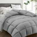 HYLEORY All Season Twin Size Bed Comforter - Cooling Down Alternative Quilted Duvet Insert with Corner Tabs - Winter Warm - Machine Washable - Light Grey