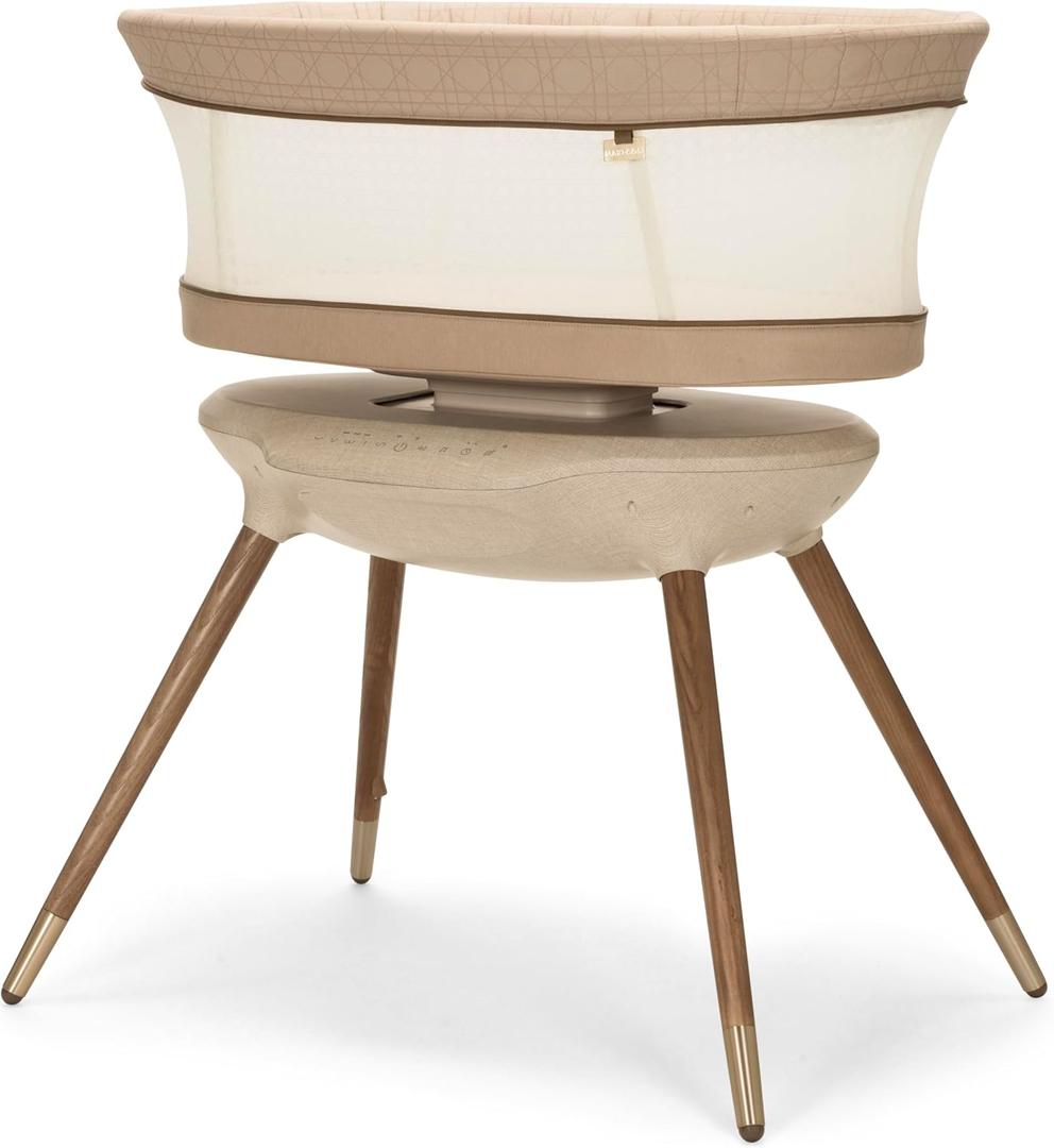 Maxi-Cosi Starling Smart Bassinet, CryAssist AI Cry Translation, 5 Rocking Motions, Cozy Mattress Pad, Machine-Washable Cover, Built in Bluetooth Speaker, Natural Heritage-COSI