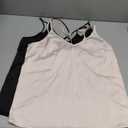 Ekouaer Womens Silk Satin Camisole Tank Tops V Neck Spaghetti Strap Blouses Cross Back Sleeveless Cami Shirt (Medium, Black+champagne)