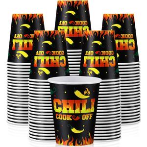 100 Pcs 9 oz Chili Tasting Cups Large - Mexican Cook off Party Supplies, Disposable, Cinco De Mayo Decorations (Novel)