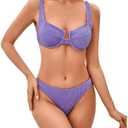 SweatyRocks Women's 2 Piece Bikini Set Striped Print Spaghetti Strap Push Up Swimsuit, L