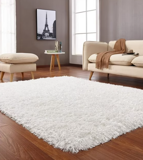  60" x 85" Soft Shag Faux Fur Area Rug Warm Floor Rugs, Non-Slip Plush Fluffy Comfy Furry Fur Rugs Babys Care Crawling Carpet for Bedroom Living Room, White