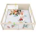 Fodoss Baby Playpen with Mat - 59x59in Playpen for Babies and Toddlers, Kids Play Pen, Extra Large Baby Play Pen, Big Playard for Infants