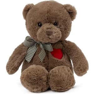 Teddy Bear Plush with Heart Cute Brown Teddy Bear Stuffed Animal Bear Plushie Christmas Birthday Gifts for Girlfriend Boyfriend Kids 13.8" (Large)