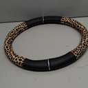 Road Comforts Leopard Steering Wheel Cover - Made with PVC Leather Cheetah Print - Anti-Slip, Universal Fit 14 1/2 inches to 15 inches - Black