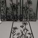 Black Metal Flowers Wall Decor, Minimalist Floral Wall Hanging Art, Black Abstract Line Wall Art Sculptures for Bedroom Bathroom Living Room (4 Pcs, 12 x 17 in)