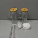 Birity 24oz Glass Cups with Lids and Straws,Glass Tumbler with Handle,2 setReusable Glass Ice Coffee Cups with Lid and Straw for Smoothies,Tea,Juice,Boba Cup for Cold & Hot Drinks,Travel Cup