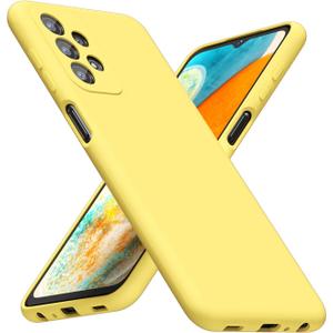 for Samsung Galaxy A23 5G Phone Case Silicone, Minimalist Ultra Thin Slim Soft Rubber Gel Solid Color Matte TPU Cute Case for Women Men, Girly Plain Aesthetic Design & Camera Cover, Yellow