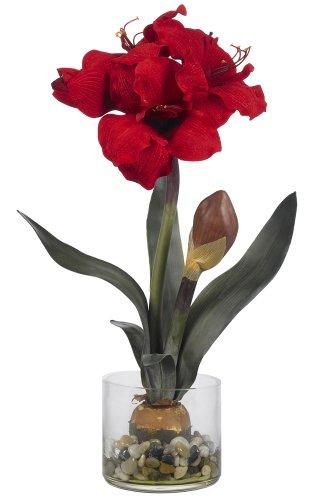 Nearly Natural Amaryllis with Round Vase