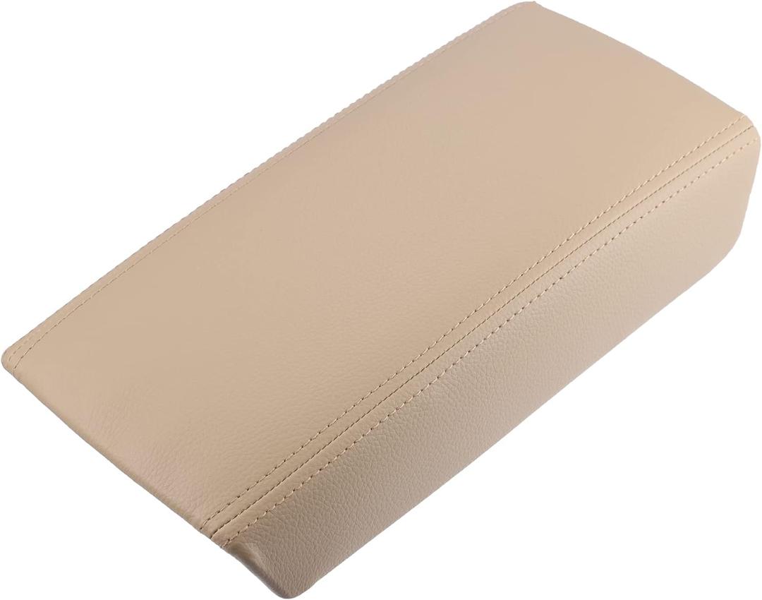 X AUTOHAUX Car Center Console Lid Armrest Seat Box Cover Protector for Honda Accord 7th 2003-2007 Armrest Cover Pad Faux Leather Beige