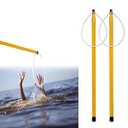 Telescopic Pool Rescue Hook with Pole, 4ft-21ft Adjustable Duty Pool Pole, Adjustable Heavy Duty Fiberglass Telescoping Ring, Specialised Emergency Rescue Equipment for Drowning Victims ﻿ (256IN-Yellow)