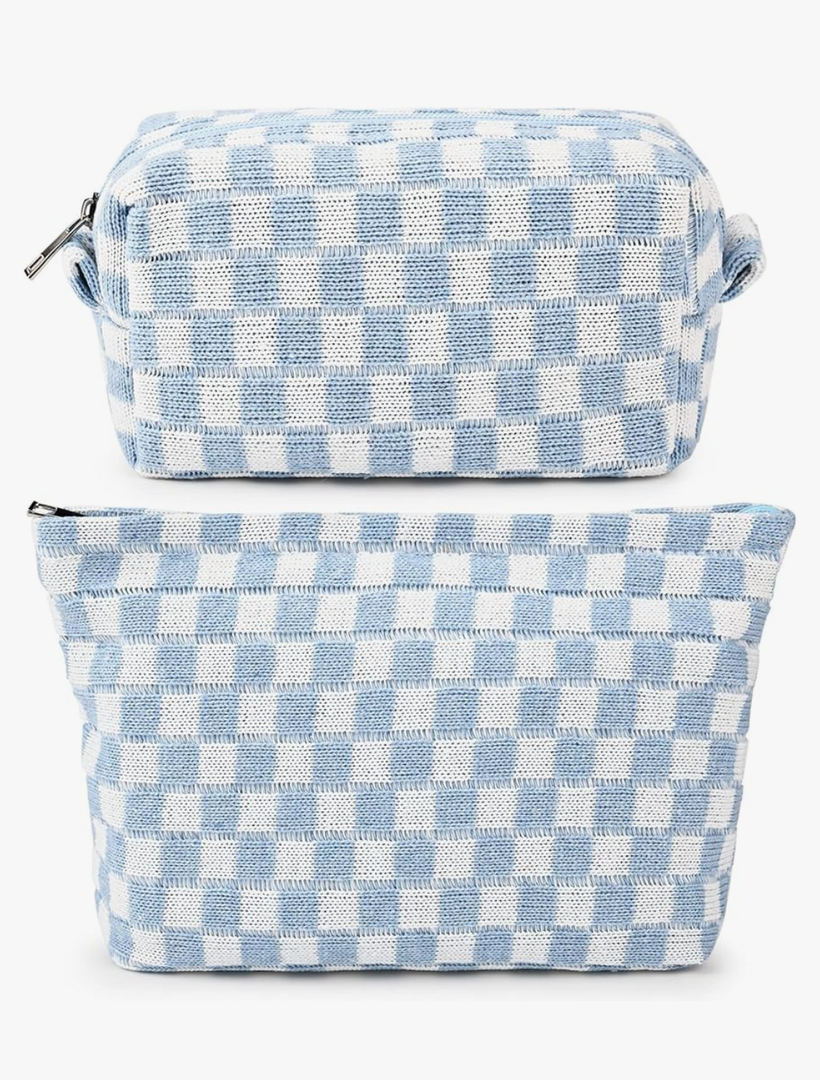 2 Pieces Makeup Bag Large Checkered Cosmetic Bag Capacity Canvas Mix Travel Toiletry Bag Organizer Cute Makeup Brushes Aesthetic Accessories Storage Bag for Women, Checkered Mix Blue
Amazon's