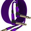 Elebase 1/4 Inch TRS Instrument Cable 10ft 2-Pack,Right-Angled to Straight 6.35mm Male Jack Stereo Audio Cord,6.35 Balanced Interconnect Line for Electric Guitar,Bass,Keyboard,Mixer,Amplifier,Speaker