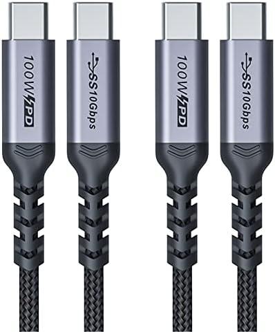 SUMPK USB C to USB C 6ft 2 Packs, 100W C to C Fast Charging Cable, Type C 3.1 Gen 2 10GBbps High Speed Data Transfer Quick Charge E-Marker Chip Cord, 4K@60Hz Video Output