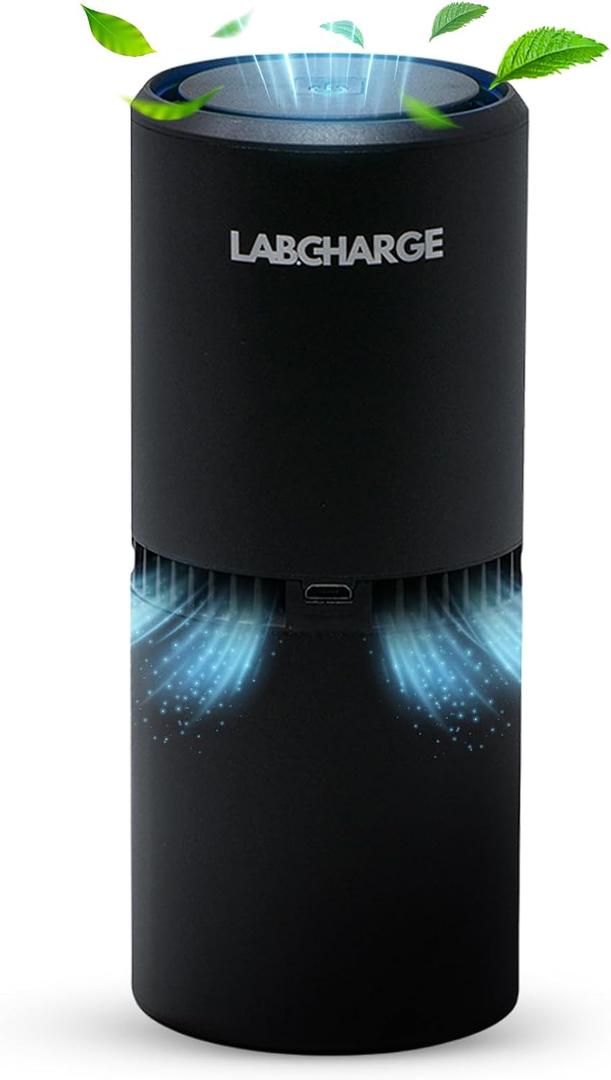 LabCharge Compact Air Purifier - Covers 250 Sq Ft - Ideal for Bedroom or Dorm Room - Silent HEPA Filter - Portable, Mini Air Purifier for Small Spaces