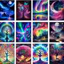 12 Pack Diamond Painting Kits for Adults, Tree of Life Diamond Art Kits for Beginners, Moon Landscape Diamond Painting Kits, 5D Diamond Painting Kits for Adults, Full Drill Craft Kits 12x16 inch