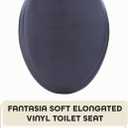 Soft Elongated Vinyl Toilet Seat, Black - 19 Inch Soft Vinyl Cover with Comfort Foam Cushioning - Fits All Elongated Size Fixtures - Easy to Install Fantasia by Achim Home Decor