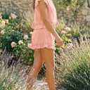 Cicy Bell Womens Summer 2 Piece Sets Ruffle Cap Sleeve Crewneck Cropped Tops Elastic Waist Shorts 2026 Lounge Outfits (S, Pink)