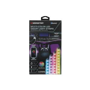 Monster 4pk LED USB Smart Light Strips with App Control: Multi-Colored PVC & ABS, Automotive Novelty, Car LED Lights