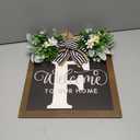 Last Name Year Round Front Door Wreath Front Porch Decoration 26 Letter Welcome Sign with Eucalyptus Garland and Bow Spring Wreaths for Front Door Outside Hanger GarlandF