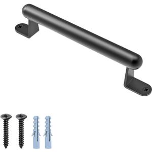 BeneLabel 9" Barn Door Pull Handle, Metal Fence Gate Pull Handle, Heavy Duty Sliding Door Handle for Gate Barn Door, Closet, Garage, Drawer, Towel Bar, Stairs, Includes Install Hardware, Black