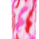 IXU Women's Faux Fur Boot Furry Fluffy Round Toe Suede Winter Comfy Plush Warm Short Outdoor Indoor Flat Shoes Knee-High Boots (8.5, Red/Pink)