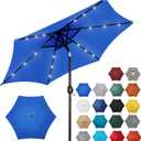 Blissun 7.5 ft Solar Umbrella, 18 LED Lighted Patio Umbrella, Table Market Umbrella