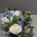 2 Pack Artificial Peony Flower Garland - 6ft Silk Peony Garland Flower Vine Blue and White Peony Silk Roses Flowers for Wedding Arch Party Table Decor (2, Blue)