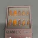 Glamnetic Press On Nails - Sunny Shores | Short Almond Orange Fake Nails with 3D Starfish, Salon Quality Summer Nails | 15 Sizes - 30 Nail Kit with Glue