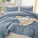 Litanika Full Size Comforter Sets Grayish Blue, 3 Pieces Lightweight Solid Bedding Comforter Set, All Season Fluffy Bed Set (79x90In Comforter & 2 Pillowcases)